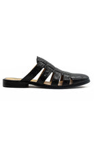 Men’s Essa Black Real Leather Mule Sandals Sartorial Shoes