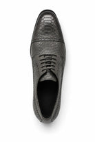 Men's Grey Embossed Faux Leather Lace up Derby Shoes Sartorial Shoes
