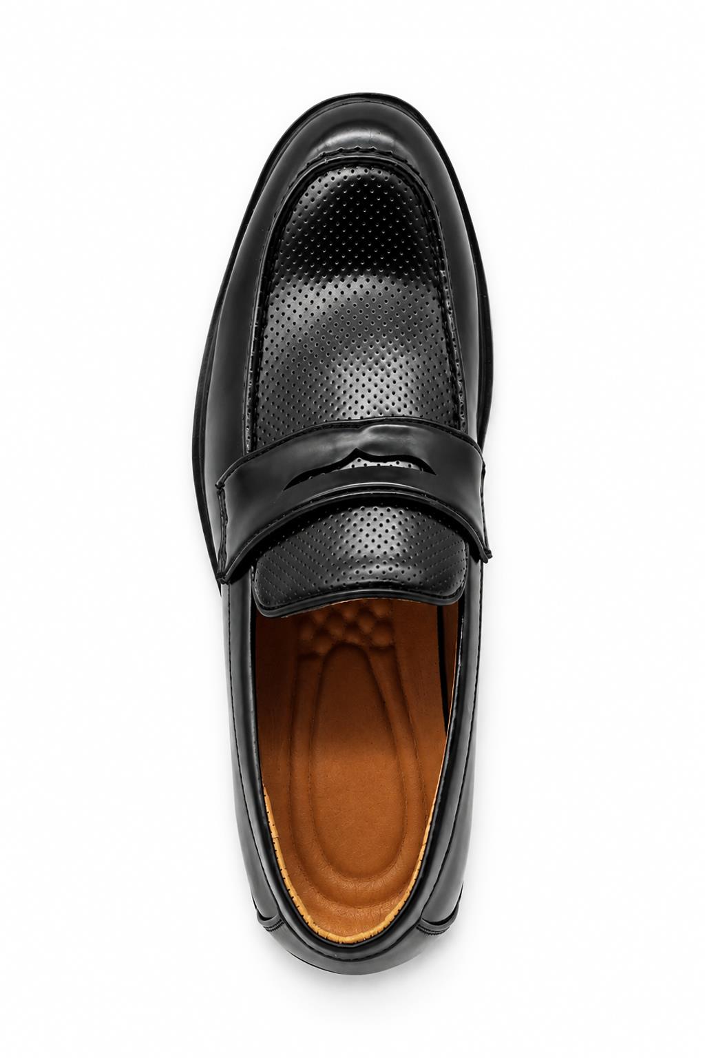 Men’s Black Patent Pin-Dot Penny Loafers Sartorial Shoes