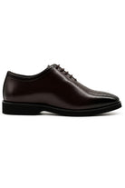 Men's Brown Faux Leather Whole-Cut Oxford Brogue Shoes Sartorial Shoes