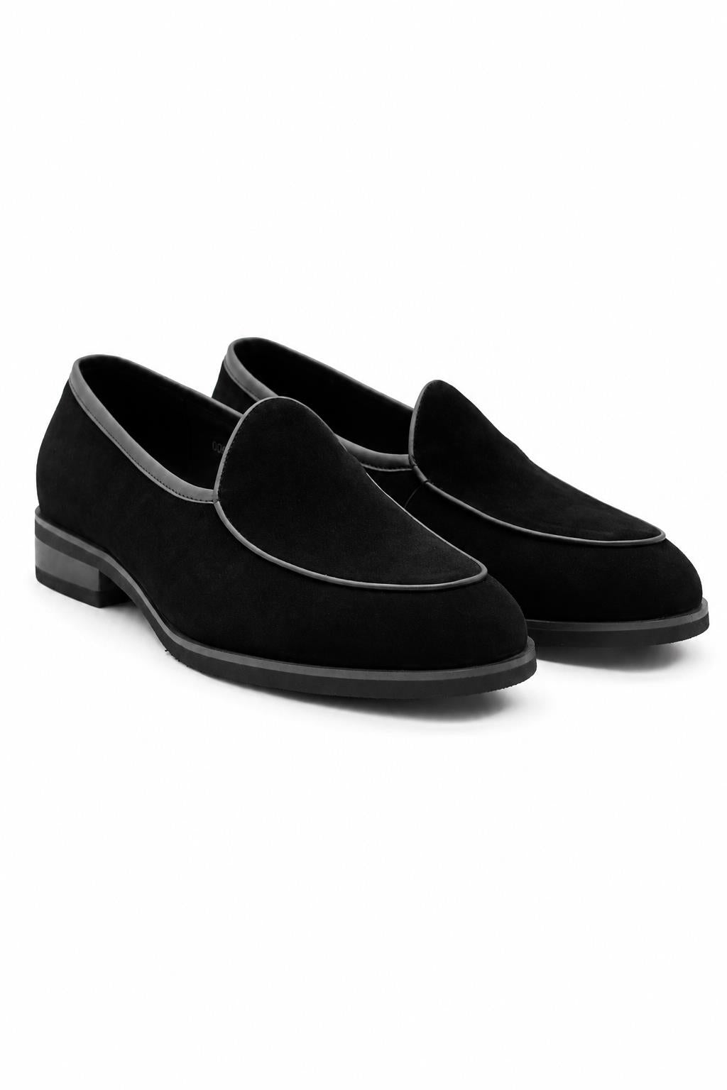Men's Black Suede Leather Dress Loafers Sartorial Shoes