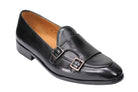 Black Calf Leather Double Monk Shoes