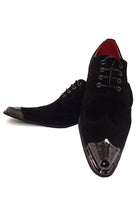 BLACK SUEDE LACE UP METAL TOE CAP