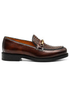 ASCOT Men’s Brown Snake-Effect Leather Snaffle Loafers Sartorial Shoes