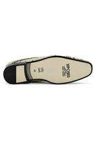 Men’s Cream & Green Snake-Effect Real Leather Loafers Sartorial Shoes