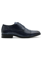 Men's Navy Embossed Faux Leather Lace up Derby Shoes Sartorial Shoes
