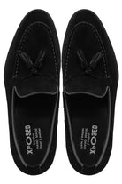 PABLO Men’s Black Real Suede Leather Tassel Loafers Sartorial Shoes