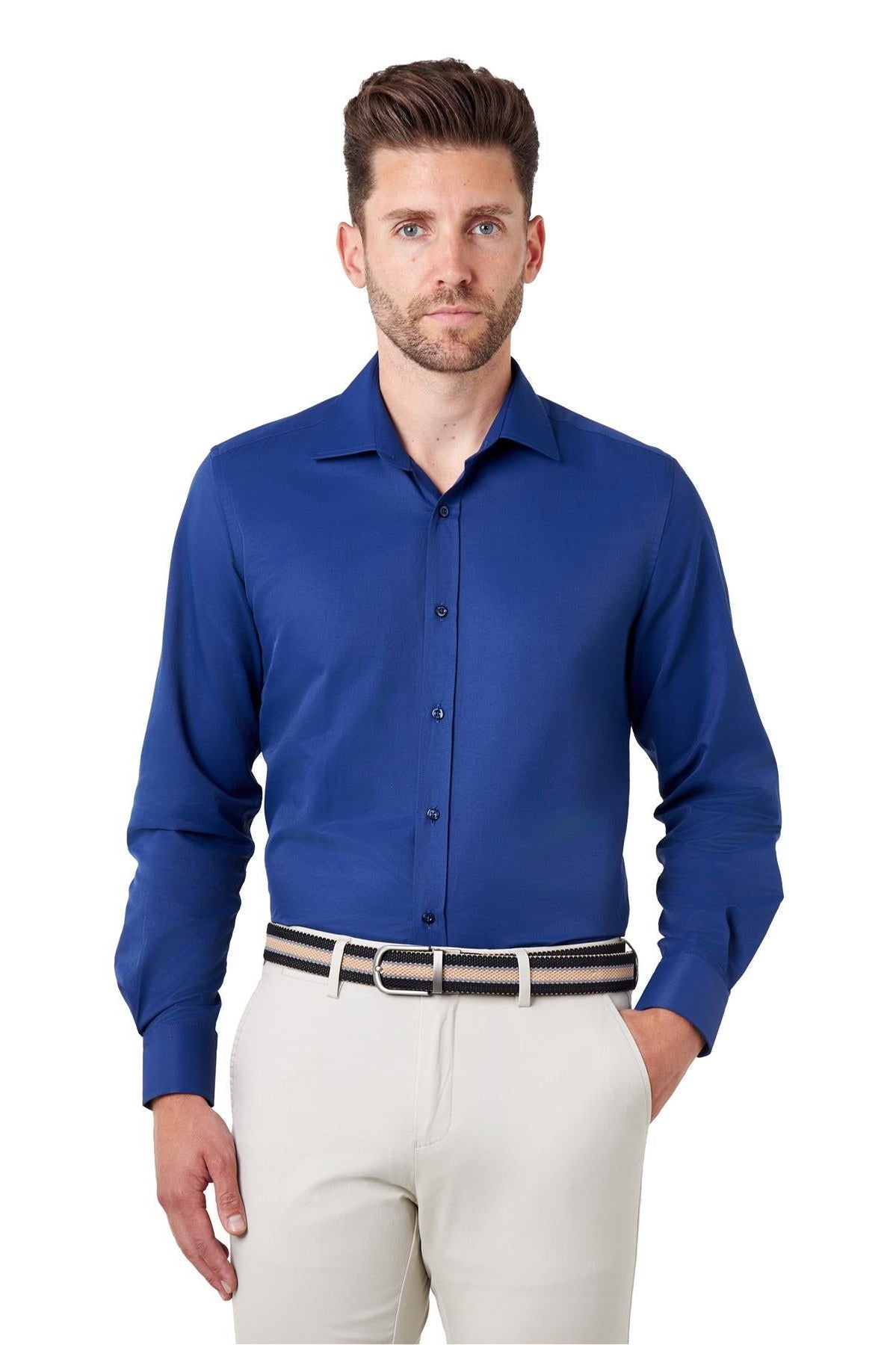 CLASSIC NAVY SINGLE CUFF TAILORED FIT SHIRT