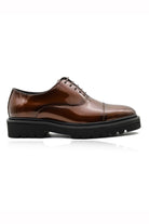 BROWN POLISHED LEATHER OXFORD SHOES – LUG SOLE Sartorial Shoes