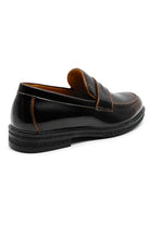 Men’s Brown Patent Pin-Dot Penny Loafers Sartorial Shoes