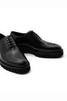 BLACK POLISHED LEATHER OXFORD SHOES – LUG SOLE Sartorial Shoes