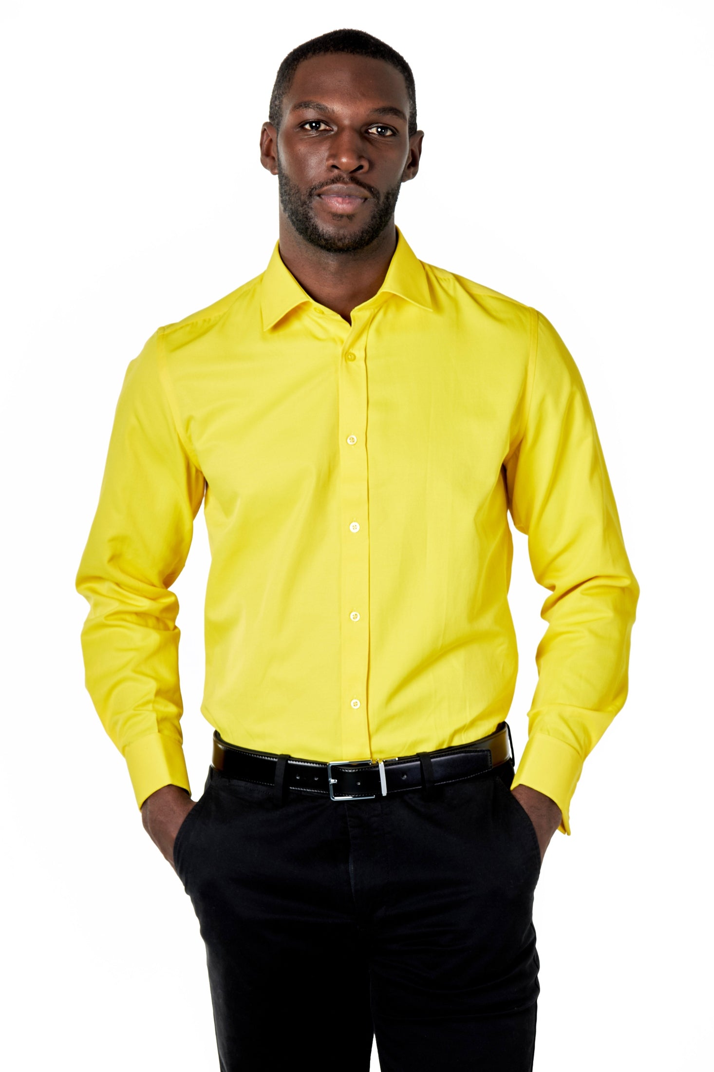 PLAIN YELLOW CLASSIC SHIRT - TAILORED FIT – MID COLLAR