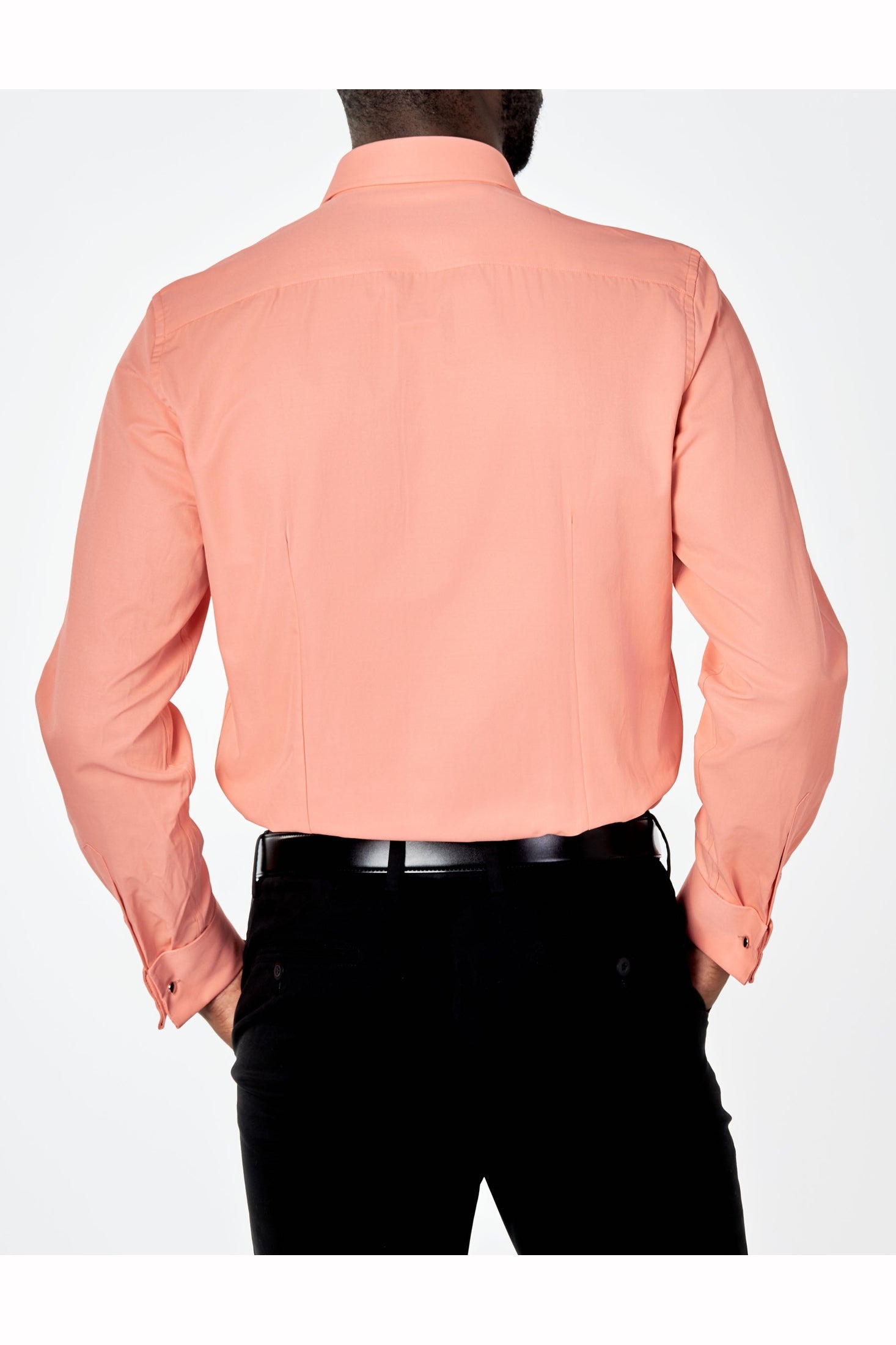 CLASSIC PEACH DOUBLE CUFF TAILORED FIT SHIRT WITH CUFFLINKS