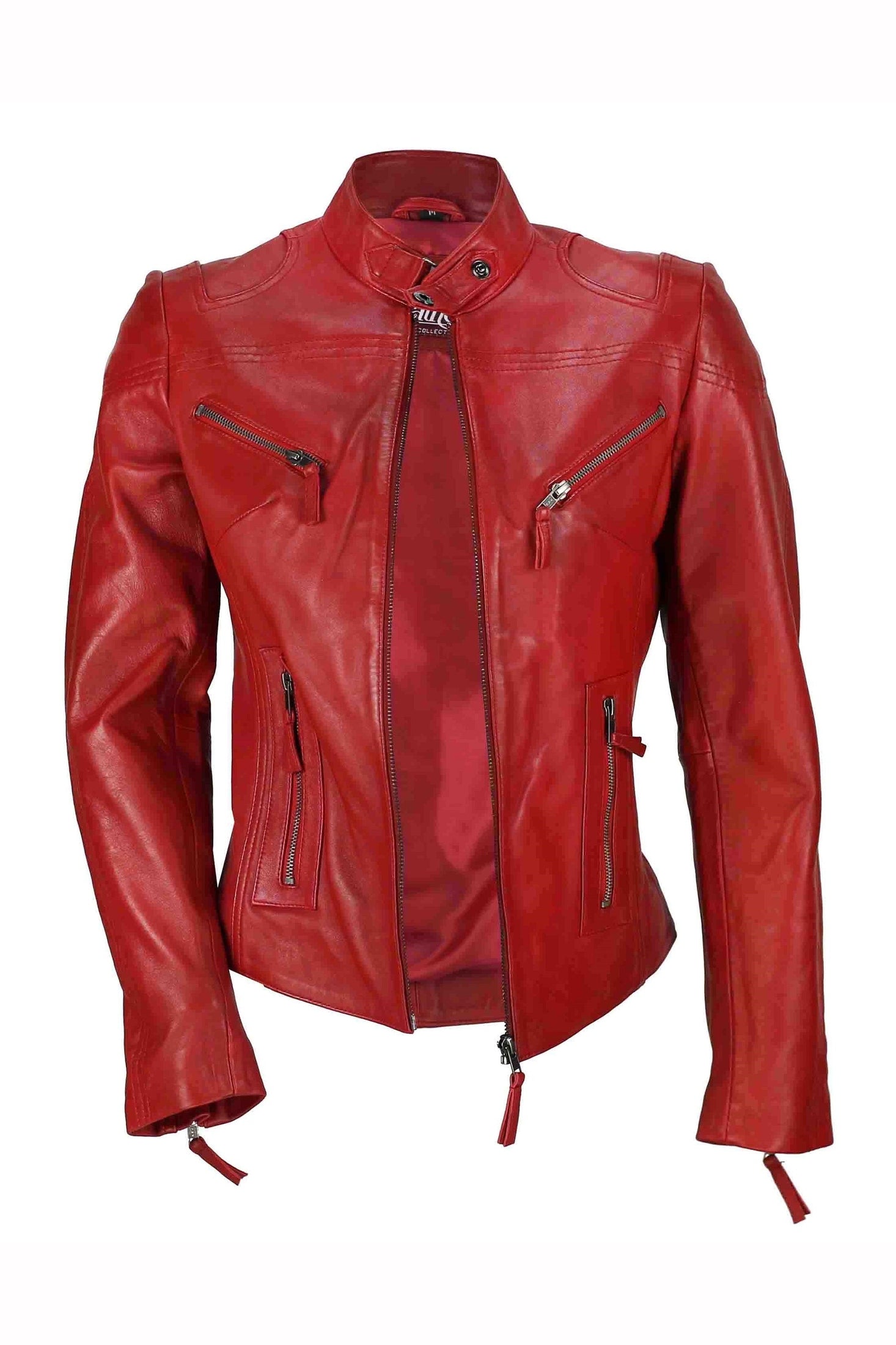 Retro Leather Biker Jacket Red