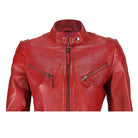 Retro Leather Biker Jacket Red