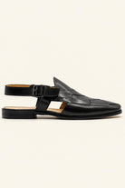 Men's Black Handmade Real Leather Woven Sandals Sartorial Shoes