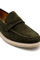 Men’s Milo Green Suede Leather Penny Loafers Sartorial Shoes