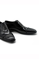 MIRO 2 Men’s Black Hi-Shine Patent Leather Cap Toe Oxford Shoes Sartorial Shoes