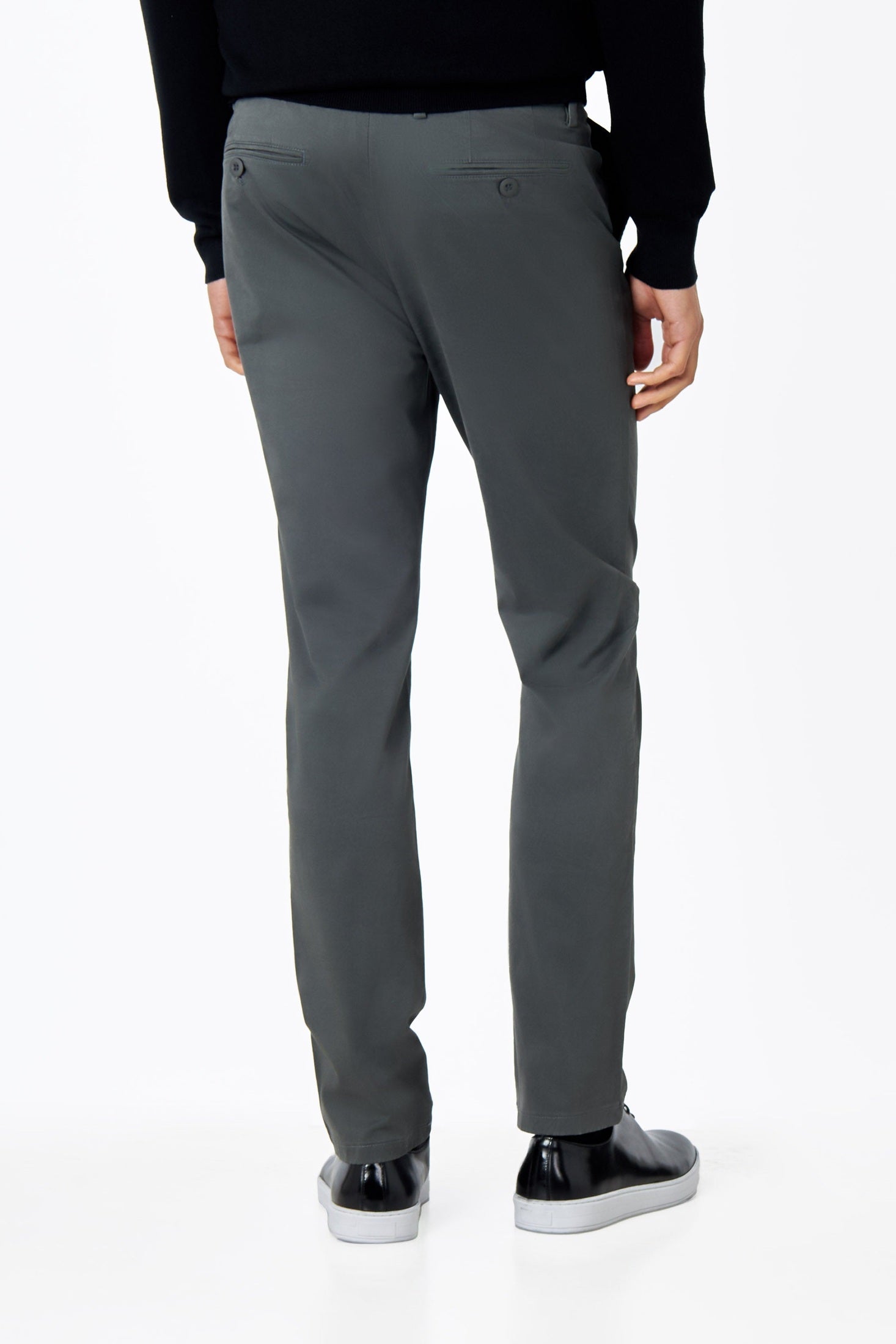 CHARCOAL GREY MENS STRETCH COTTON SMART CHINOS
