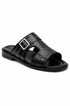 Men's Ade Black Handmade Real Leather Open-Toe Sandals Sartorial Shoes