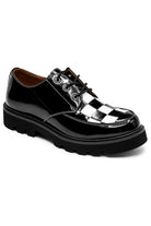 Men's Shiny Patent Black & White Mod-Style Chunky Derby Shoes Sartorial Shoes