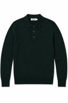 Men's Green 100% Cotton Fine Knit Button Neck Polo Jumper CAVANI