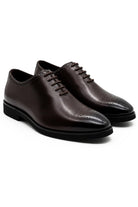 Men's Brown Faux Leather Whole-Cut Oxford Brogue Shoes Sartorial Shoes