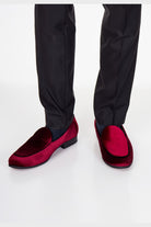 MAROON VELVET TUXEDO SLIPPERS
