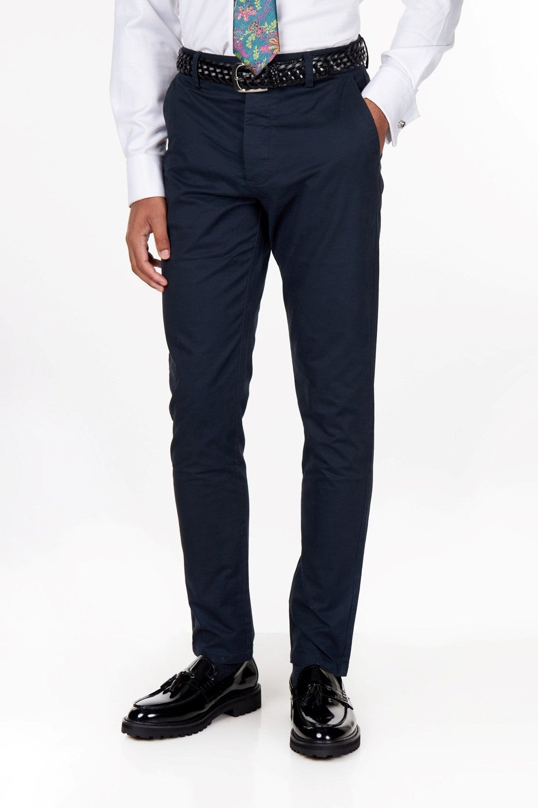 BLACK WOVEN LEATHER BELT