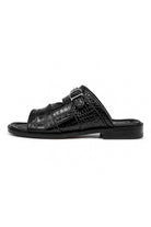 Men’s Ade 2 Black Handmade Real Leather Embossed Sandals Sartorial Shoes