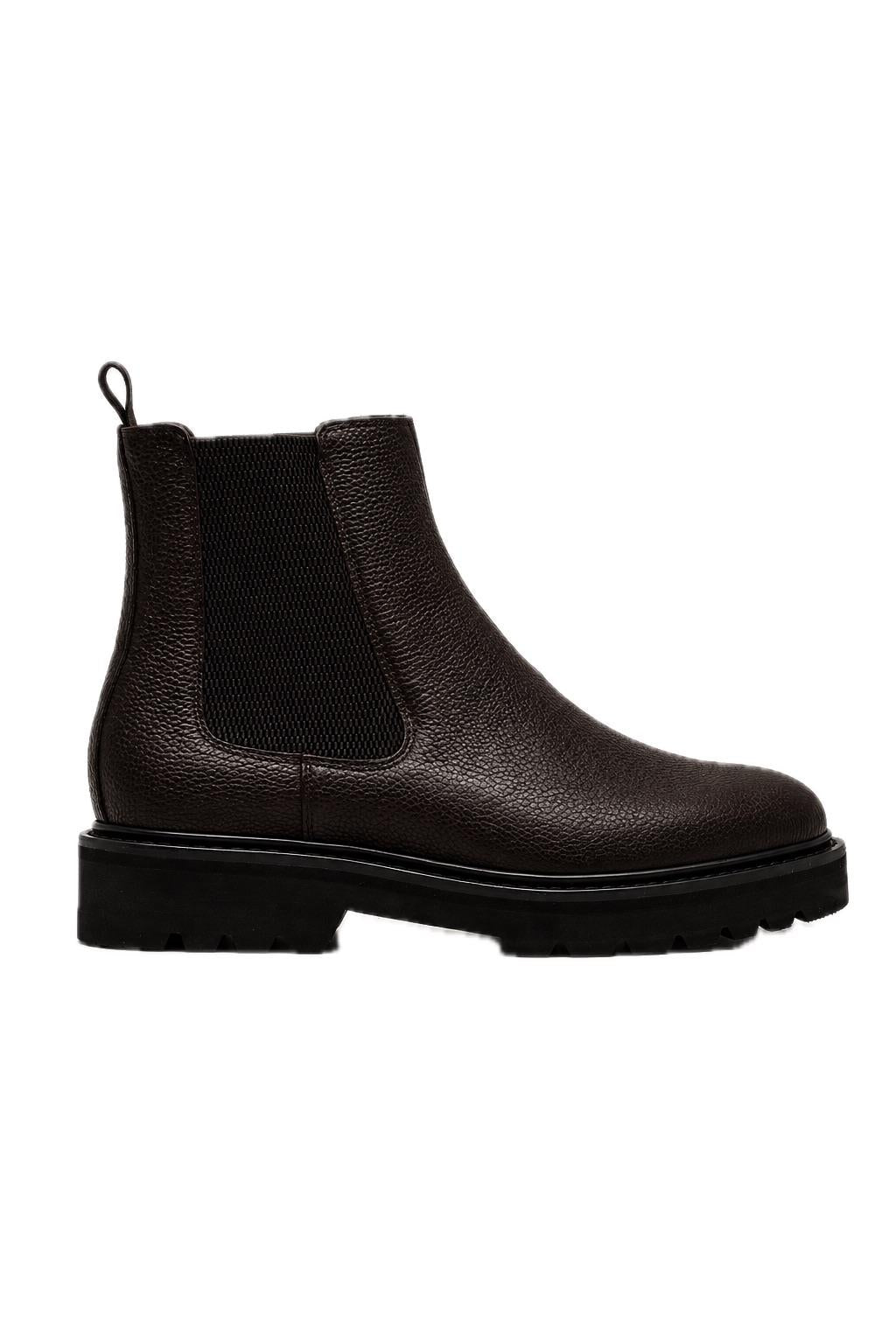 Men’s Brown Grain Leather Lightweight Chunky Sole Chelsea Boots Sartorial Shoes