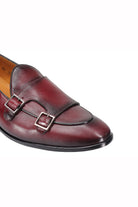 Maroon Calf Leather Double Monk Shoes