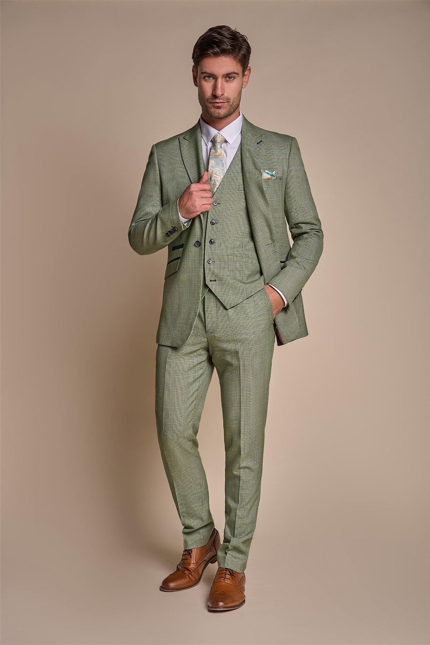 CARIDI - SLIM FIT SAGE BLAZER CAVANI