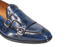 Blue Calf Leather Monk Shoes