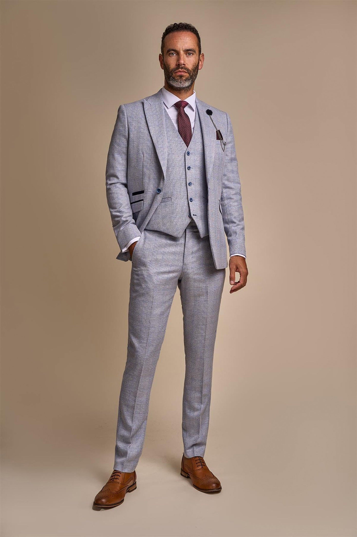 CARIDI - SLIM FIT SKY BLUE BLAZER CAVANI