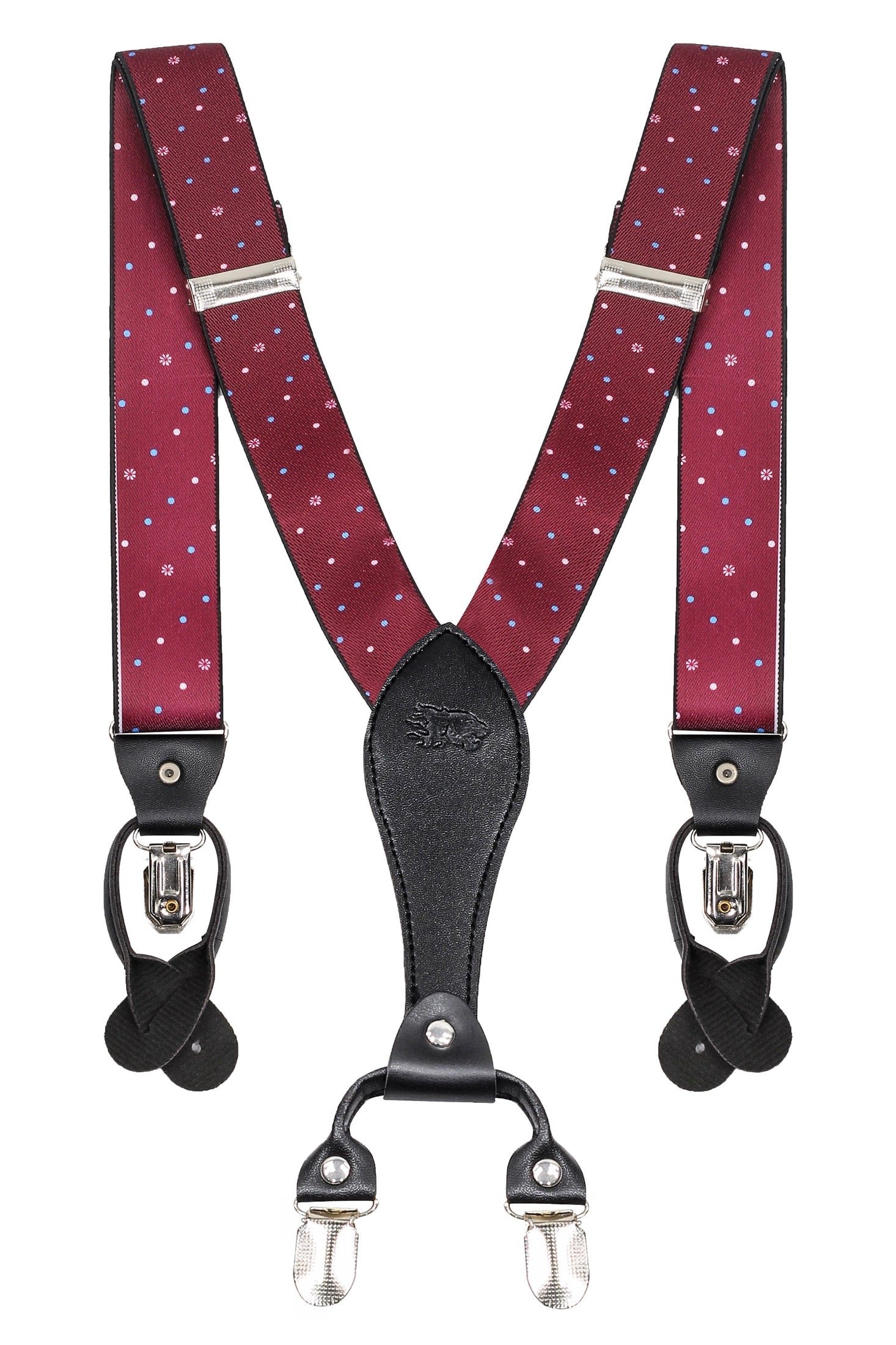 MAROON POLKA DOT ADJUSTABLE CLIP ON BRACES