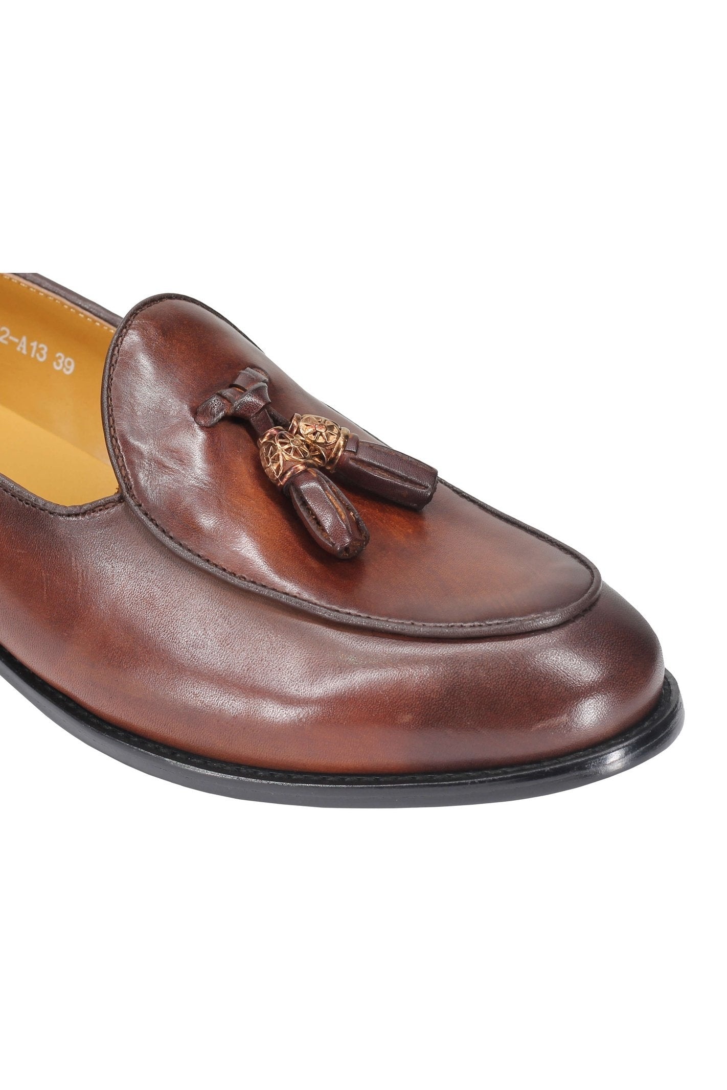 Leather Tassel Loafers in Tan