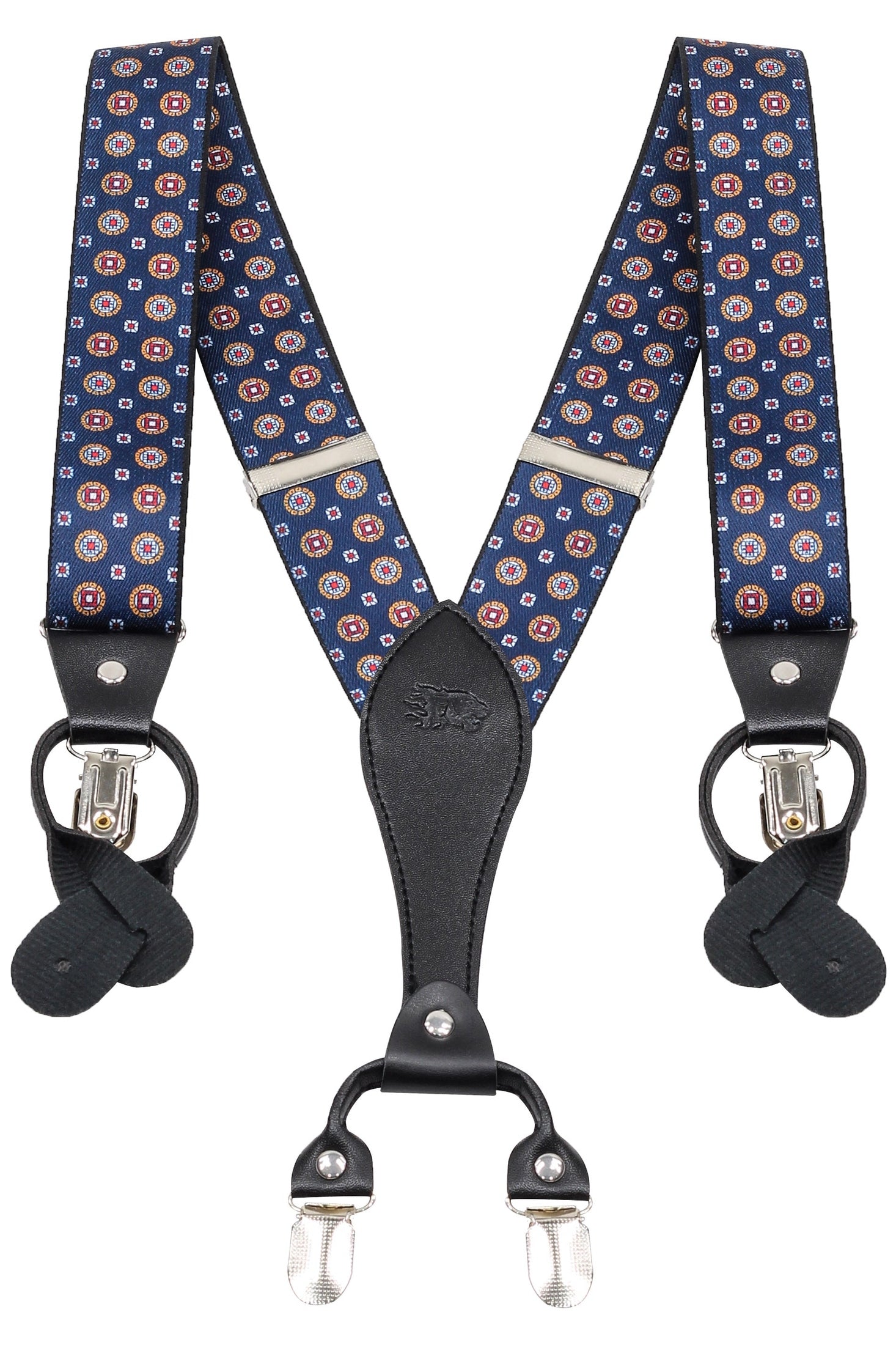NAVY PRINTED ADJUSTABLE CLIP ON BRACES