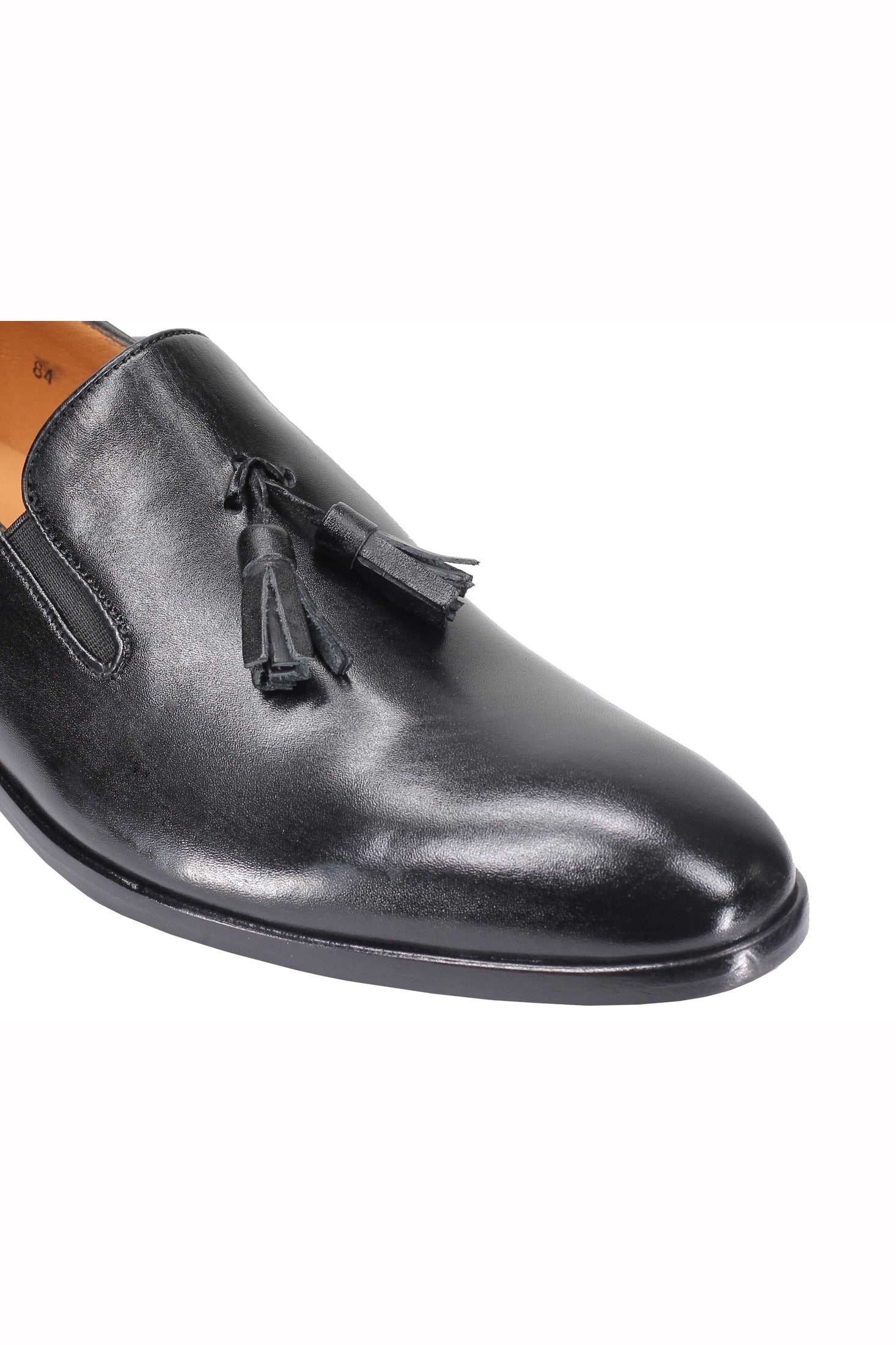 BLACK CALF LEATHER TASSEL LOAFERS