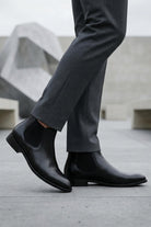 REMY Men’s Black Polished Leather Chelsea Boots Sartorial Shoes