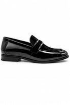 Men's Black Floral Velvet Patent Dress Loafers Sartorial Shoes