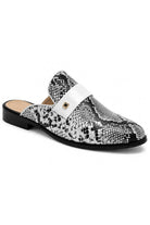 Men’s Black & White Shiny Patent Print Occasion Half Shoes Sartorial Shoes