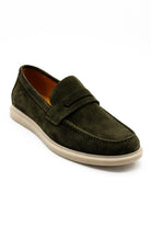 Men’s Milo Green Suede Leather Penny Loafers Sartorial Shoes
