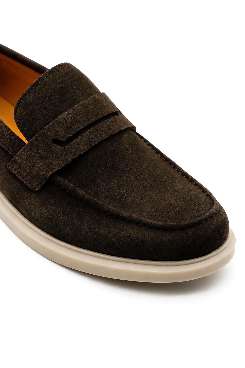 Men’s Milo Brown Suede Leather Penny Loafers Sartorial Shoes