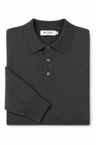 Men's Grey 100% Cotton Fine Knit Button Neck Polo Jumper CAVANI