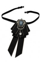 Men’s Black Cameo Jewelled Short Ribbon Brooch Bow Tie Sartorial Shoes