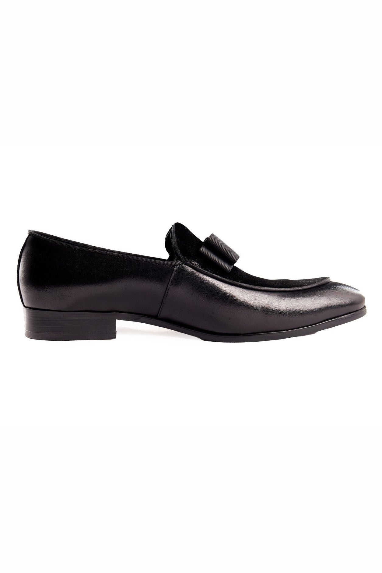 BLACK SUEDE LEATHER BOW TIE LOAFER
