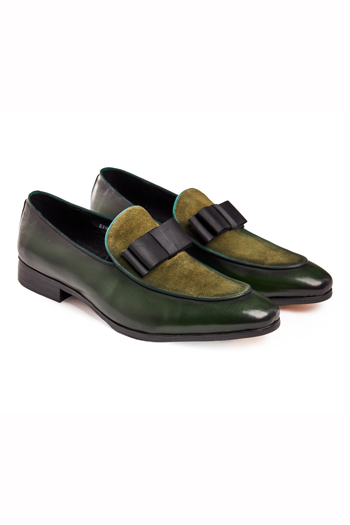 GREEN SUEDE LEATHER BOW TIE LOAFER