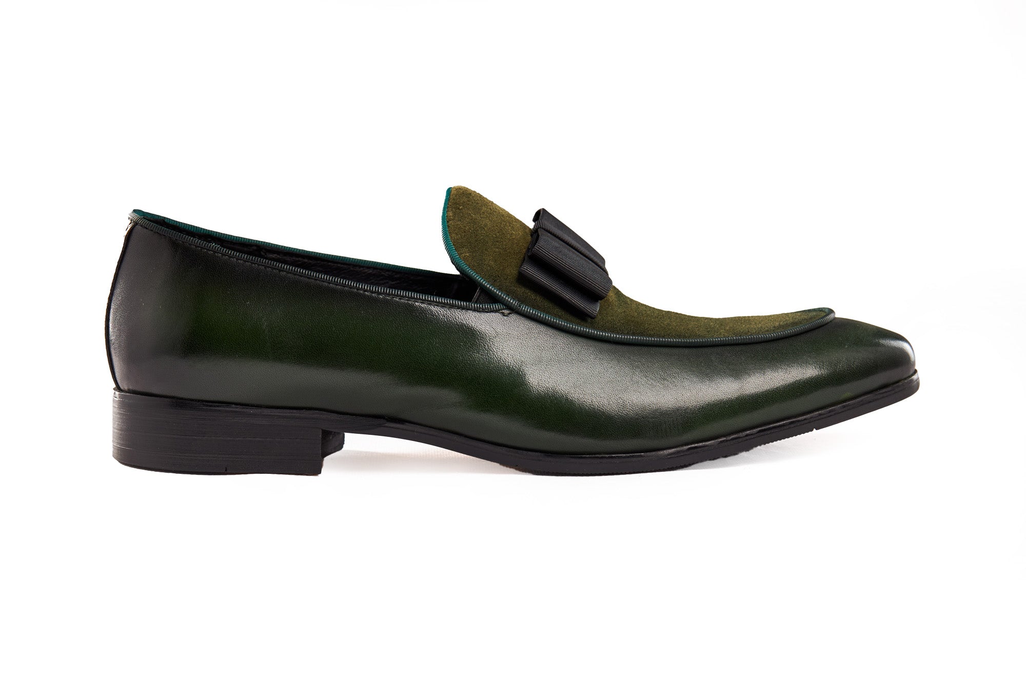 GREEN SUEDE LEATHER BOW TIE LOAFER