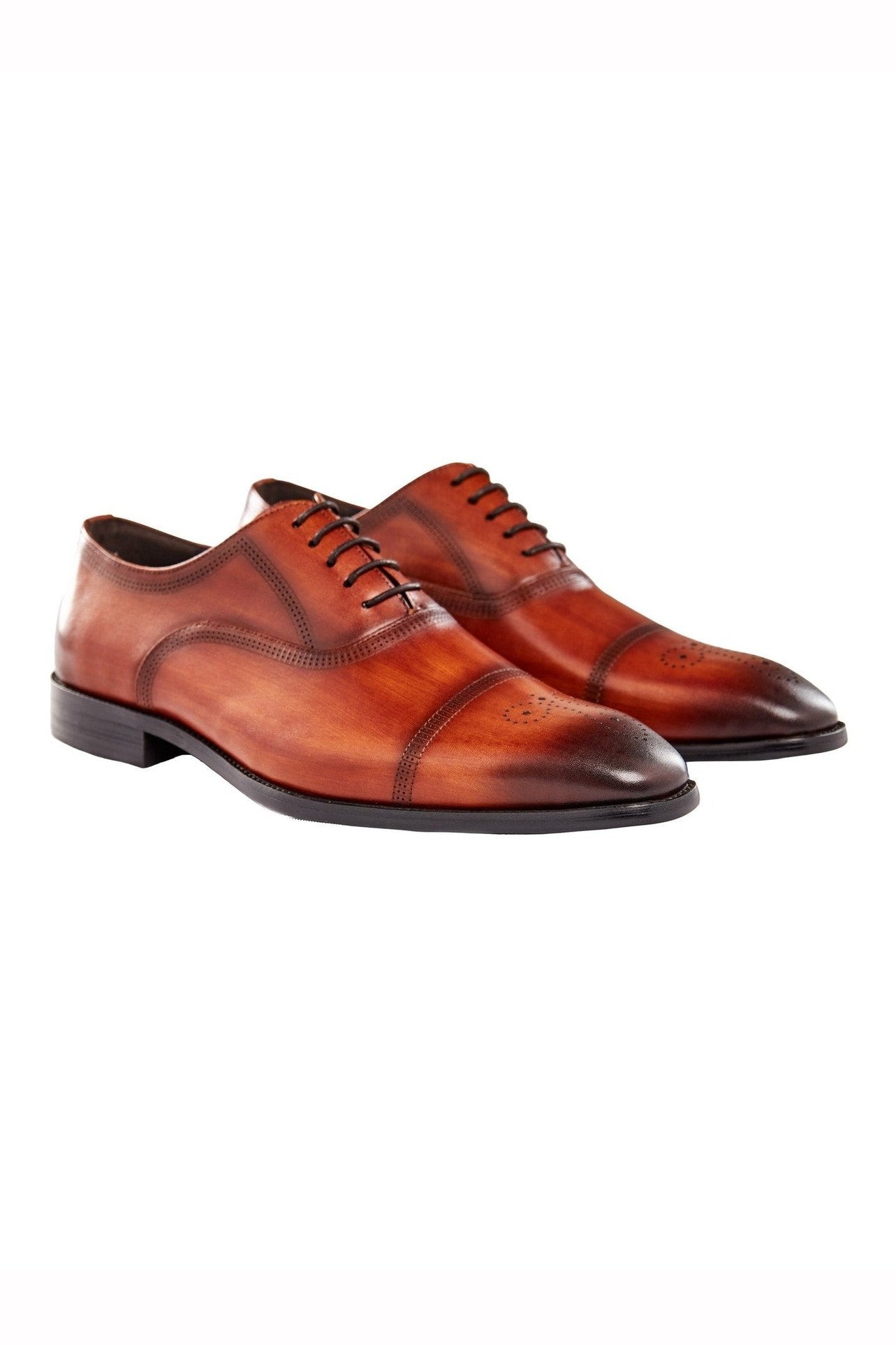 BROWN LEATHER OXFORD BROGUE SHOES